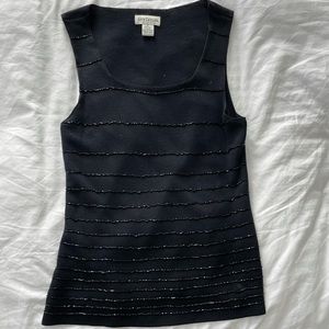 Vintage Ann Taylor beaded black silk sleeveless top.  Size 6.